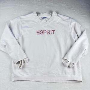 Esprit Sweatshirt Vneck with worn in distressing size large y2k 90’s